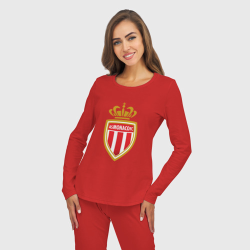 Женская пижама с лонгсливом хлопок Monaco fc sport, цвет красный - фото 5