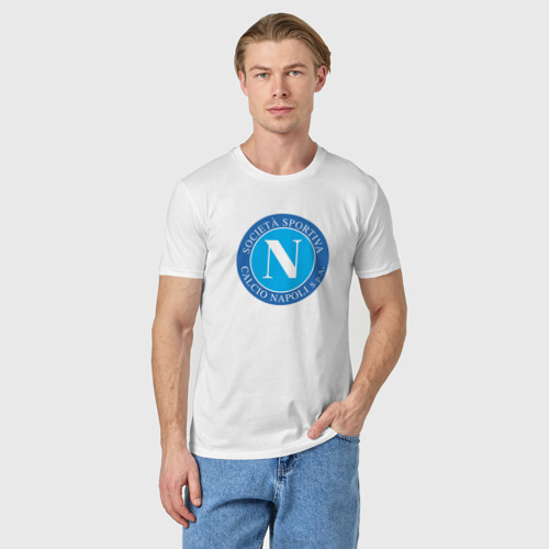 Мужская футболка хлопок Napoli fc sport, цвет белый - фото 3