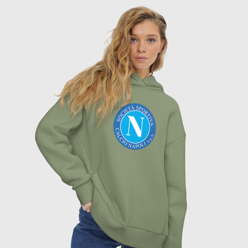 Женское худи Oversize хлопок Napoli fc sport, цвет авокадо - фото 4