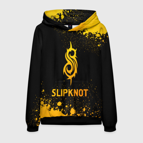 Мужская толстовка 3D Slipknot - gold gradient, цвет черный