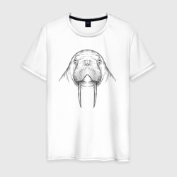 Мужская футболка хлопок Голова моржа анфас