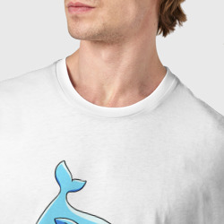 Футболка с принтом Морской котик мультяшный для мужчины, вид на модели спереди №4. Цвет основы: белый