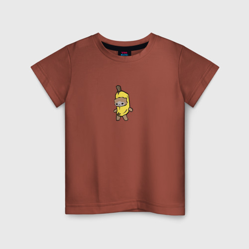 Детская футболка хлопок с принтом Banana cat, вид спереди #2