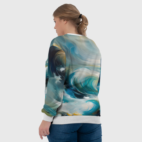 Женский свитшот 3D Штормовые волны океана, цвет 3D печать - фото 7