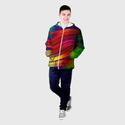 Мужская куртка 3D Разноцветный абстрактный узор волны - фото 2