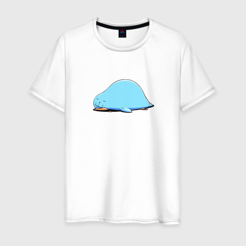 Мужская футболка из хлопка с принтом Морской котик спит, вид спереди №1