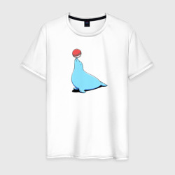 Мужская футболка хлопок Морской котик с мячом