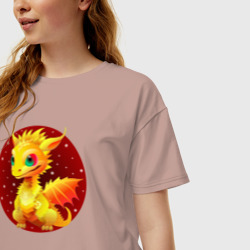 Женская футболка хлопок Oversize Дракон знак зодиака - фото 2