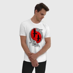 Мужская пижама с белой футболкой хлопок Вороны Одина - кельтский узор - фото 2