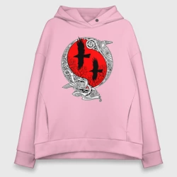 Женское худи Oversize хлопок Вороны Одина - кельтский узор