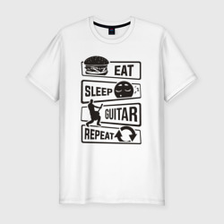 Мужская футболка хлопок Slim Eat sleep guitar repeat