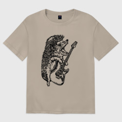 Женская футболка хлопок Oversize Ёжик рокер
