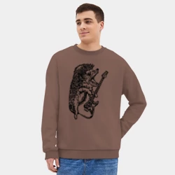 Мужской свитшот oversize без начеса хлопок Ёжик рокер - фото 2