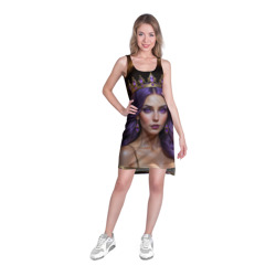 Платье-майка 3D Девушка с фиолетовыми волосами в короне  - фото 2