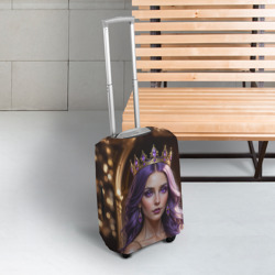 Чехол для чемодана 3D Девушка с фиолетовыми волосами в короне  - фото 2