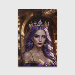 Обложка для паспорта матовая кожа Девушка с фиолетовыми волосами в короне 