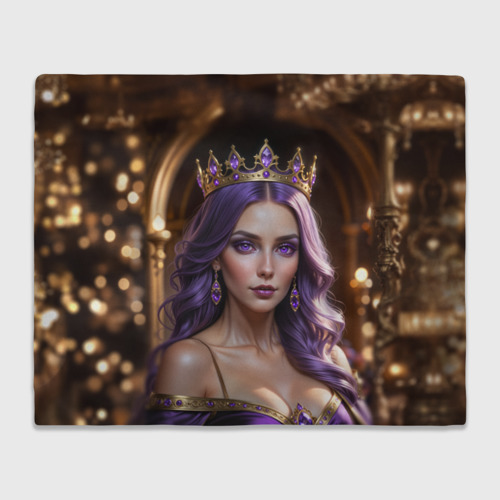 Плед 3D Девушка с фиолетовыми волосами в короне , цвет 3D (велсофт)