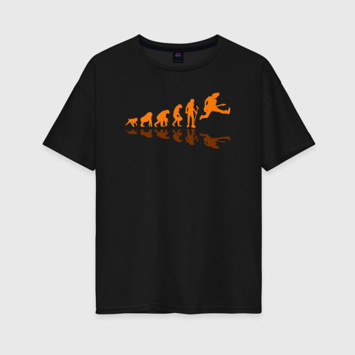 Женская футболка хлопок Oversize с принтом Рок эволюция, вид спереди #2