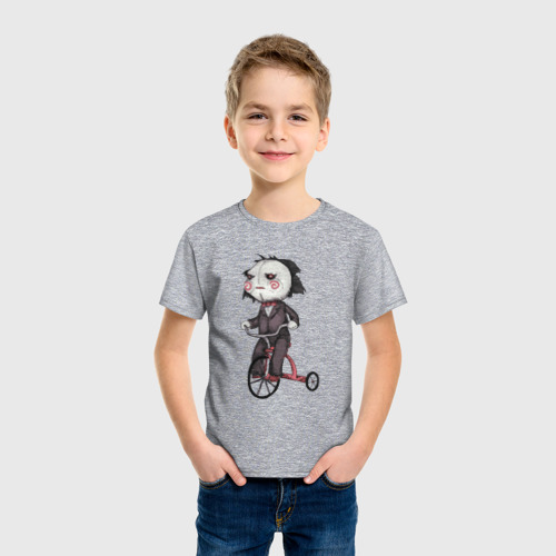 Детская футболка хлопок Saw bike, цвет меланж - фото 3
