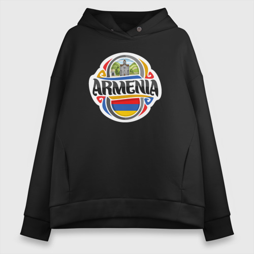 Женское худи Oversize хлопок Adventure Armenia, цвет черный