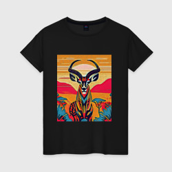 Женская футболка хлопок Африканская антилопа