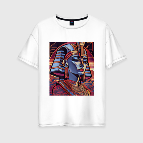 Женская футболка хлопок Oversize Египетские мотивы, цвет белый
