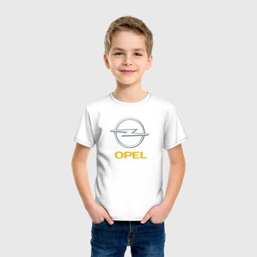 Детская футболка хлопок Opel sport auto, цвет белый - фото 3