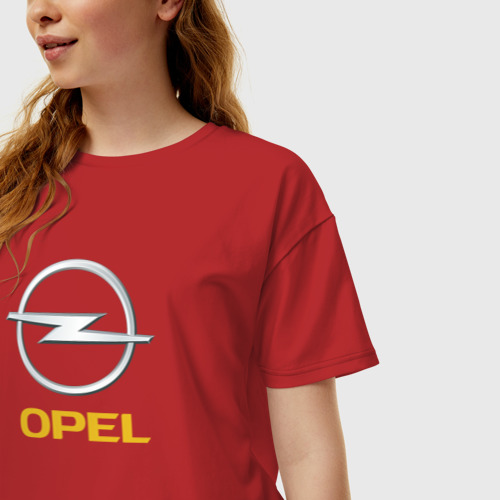 Женская футболка хлопок Oversize Opel sport auto, цвет красный - фото 3