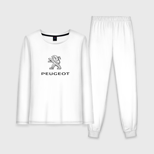 Женская пижама с лонгсливом хлопок Peugeot sport auto, цвет белый