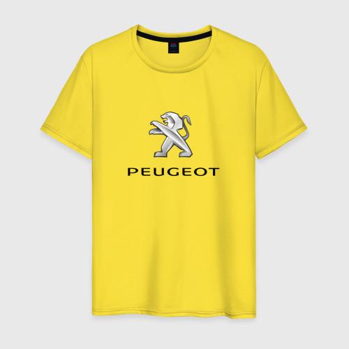 Мужская футболка хлопок с принтом Peugeot sport auto, вид спереди #2