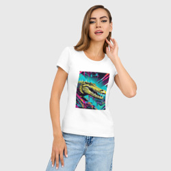 Женская футболка хлопок Slim Кровожадный крокодил - фото 2