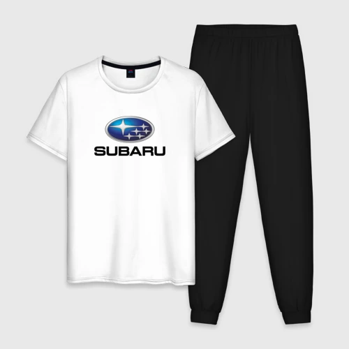Мужская пижама с белой футболкой хлопок Subaru sport auto