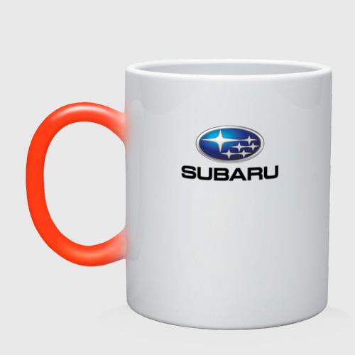 Кружка хамелеон Subaru sport auto, цвет белый + красный