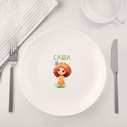 Набор: тарелка + кружка Саша - девочка с большими глазами - фото 2