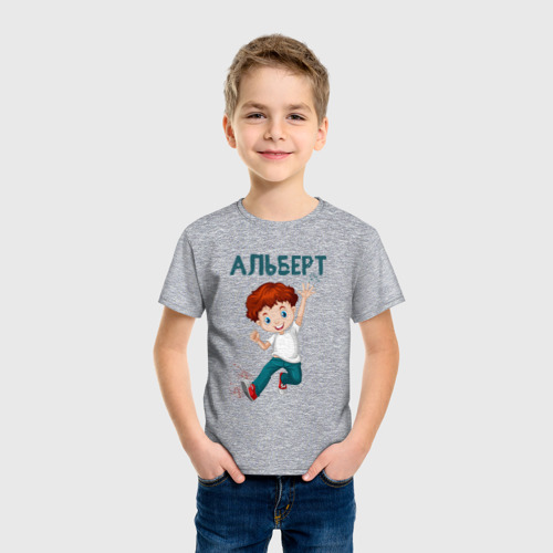 Детская футболка хлопок Альберт энергичный мальчик, цвет меланж - фото 3