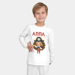 Пижама с принтом Алла девочка пиратка для ребенка, вид на модели спереди №2. Цвет основы: белый