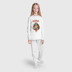 Пижама с принтом Алла девочка пиратка для ребенка, вид на модели спереди №3. Цвет основы: белый