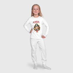 Пижама с принтом Алла девочка пиратка для ребенка, вид на модели спереди №4. Цвет основы: белый