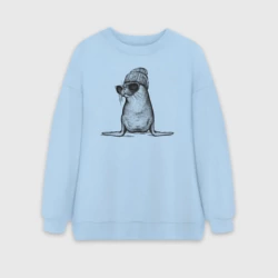 Женский свитшот oversize без начеса хлопок Морской котик модный