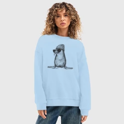 Женский свитшот oversize без начеса хлопок Морской котик модный - фото 2