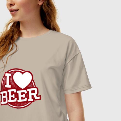 Женская футболка хлопок Oversize с принтом Признание в любви к пиву, фото на моделе #1