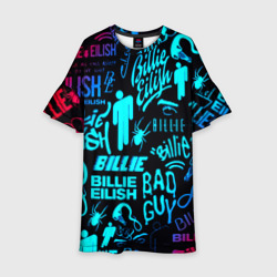 Детское платье 3D Billie Eilish neon pattern