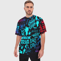 Мужская футболка oversize 3D Billie Eilish neon pattern - фото 2