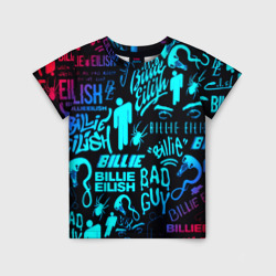 Детская футболка 3D Billie Eilish neon pattern