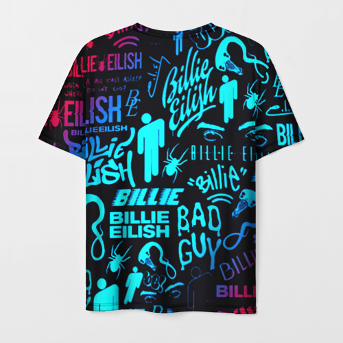 Мужская футболка 3D Billie Eilish neon pattern, цвет 3D печать - фото 2