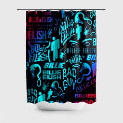 Штора 3D для ванной Billie Eilish neon pattern