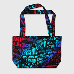 Пляжная сумка 3D Billie Eilish neon pattern