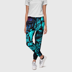 Женские брюки 3D Billie Eilish neon pattern - фото 2