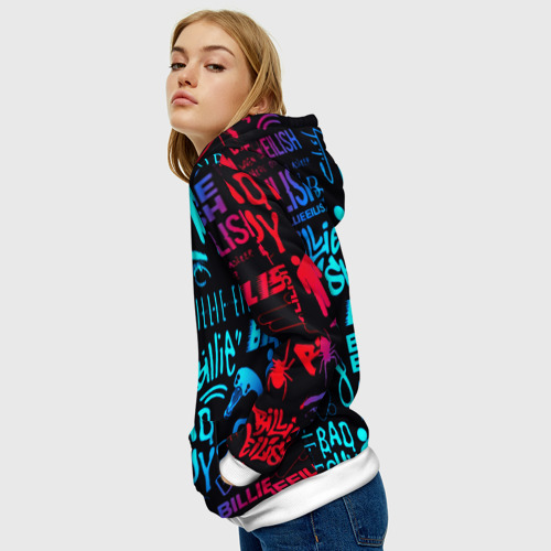 Женская толстовка 3D Billie Eilish neon pattern, цвет 3D печать - фото 5