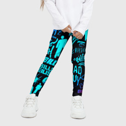 Детские леггинсы 3D Billie Eilish neon pattern - фото 2